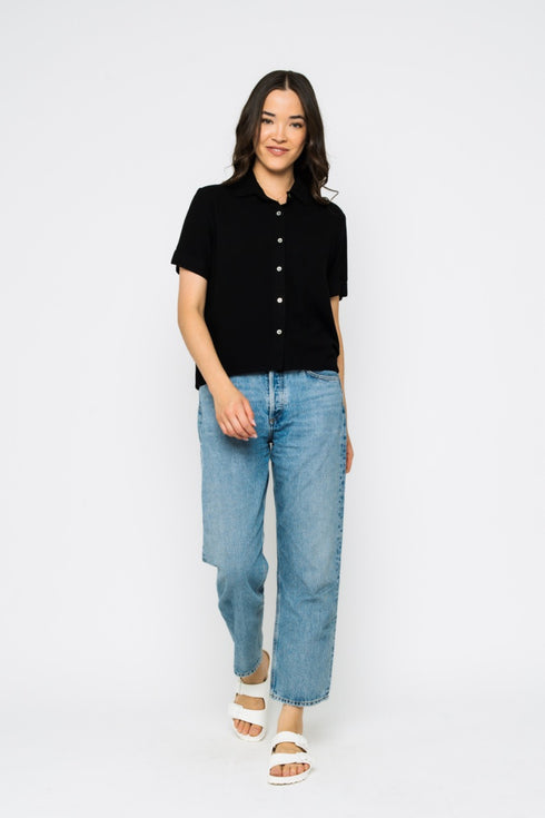 Nina-Roll Cuff Short Sleeve Shirt